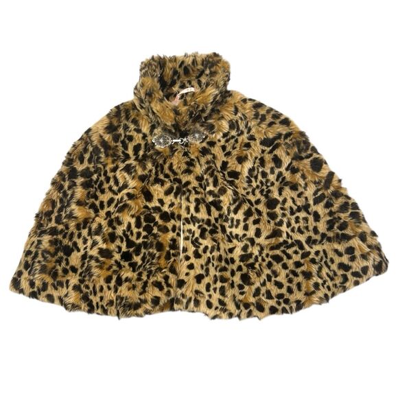 Charlotte Russe Leopard Faux Fur Cape XS Y2K Coquette Holiday Glam - Picture 1 of 12